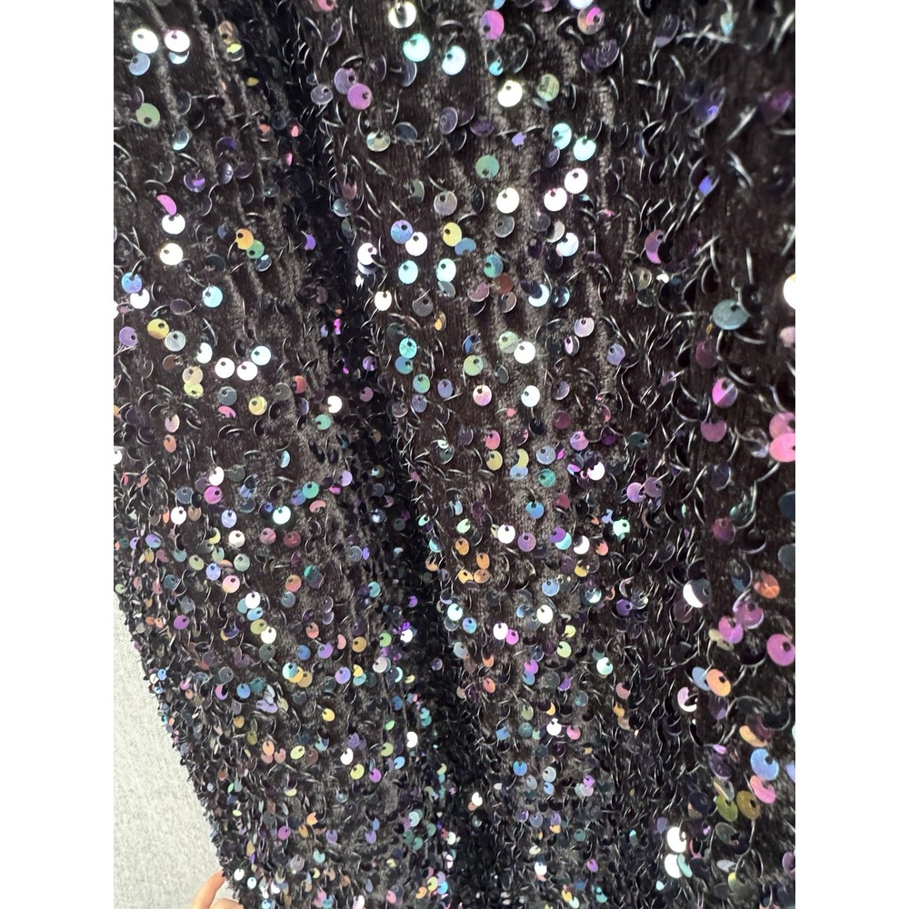 SEE AND BE SEEN Plus 3X Waistband Rainbow Sequin Pull On Long Maxi Skirt Black - Picture 4 of 6
